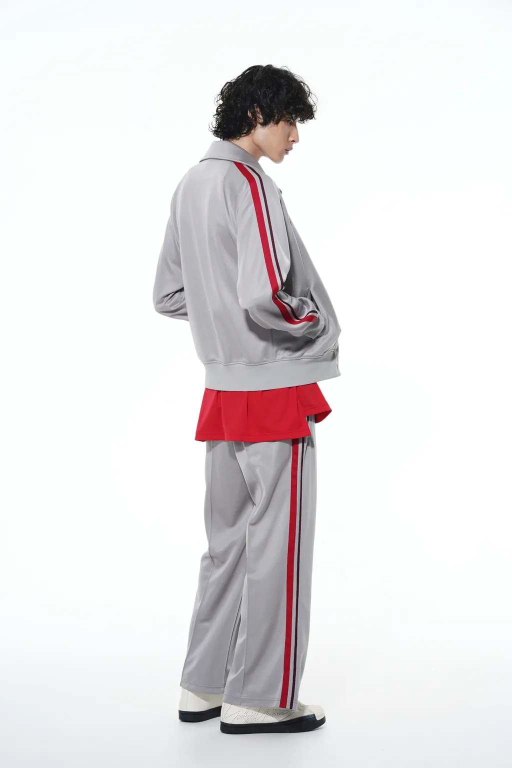 Pe/Smooth Jersey Geometric Pattern Embroidery Side Tape Line Flare Pants