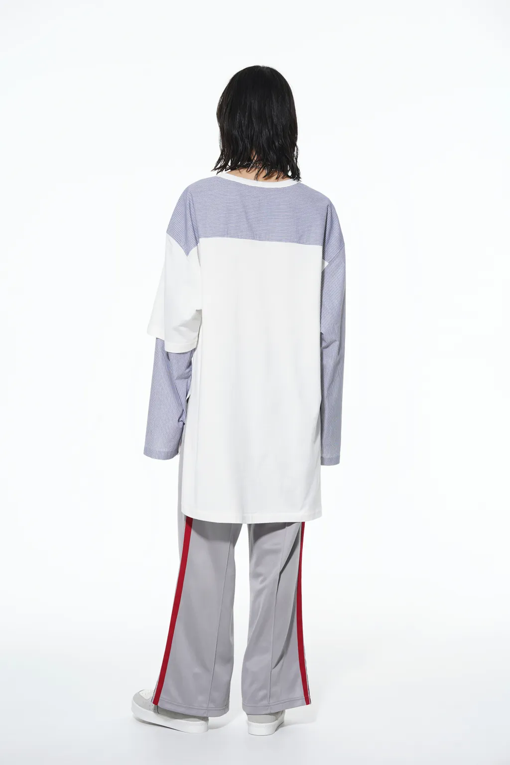Pe/Smooth Jersey Geometric Pattern Embroidery Side Tape Line Flare Pants