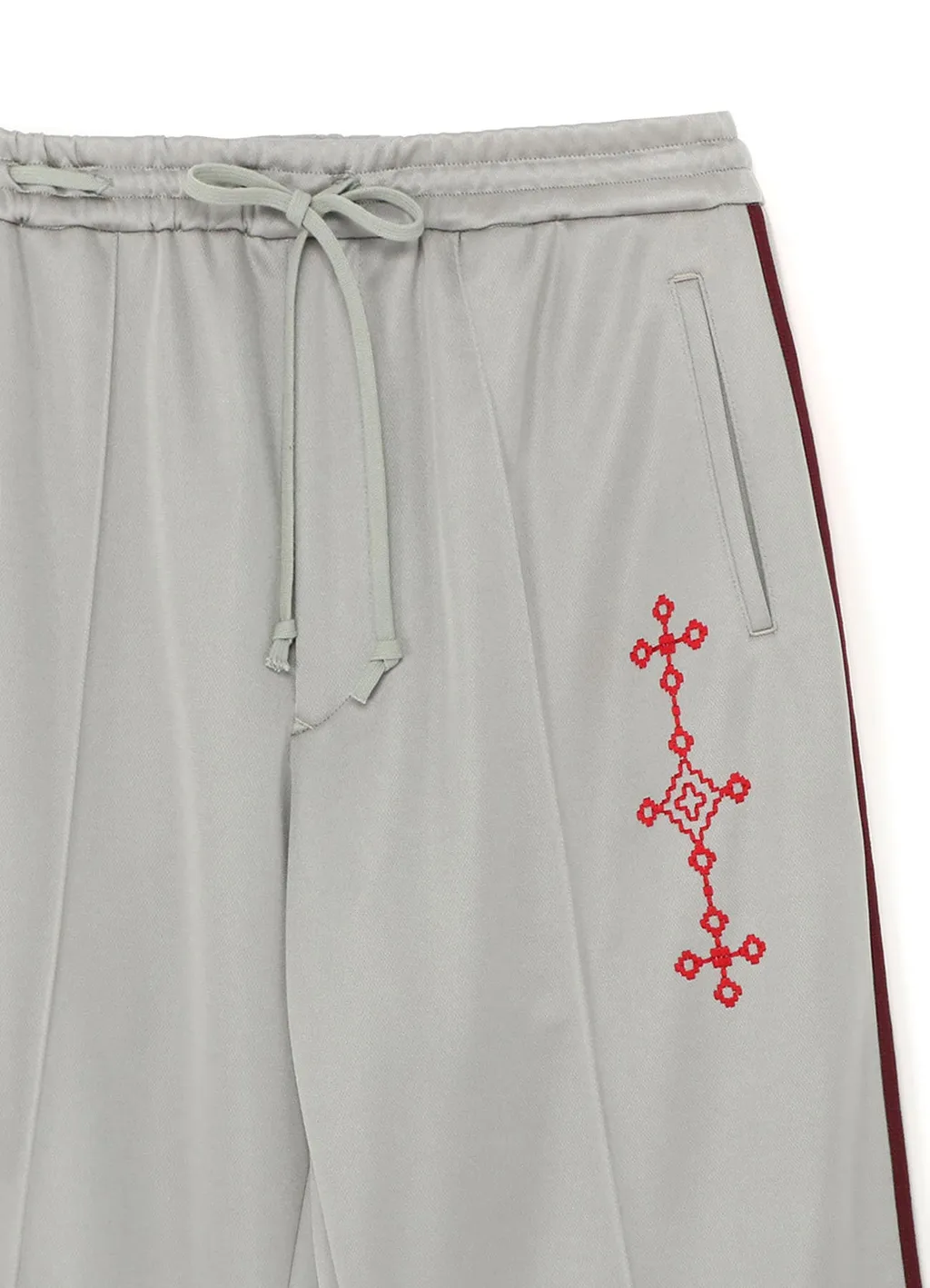 Pe/Smooth Jersey Geometric Pattern Embroidery Side Tape Line Flare Pants