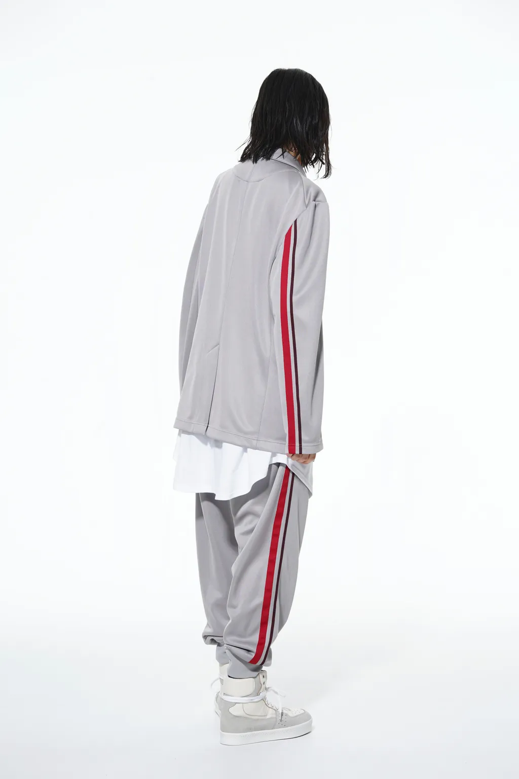 Pe/Smooth Jersey Geometric Pattern Embroidery Side Tape Line Sarouel Rib Pants