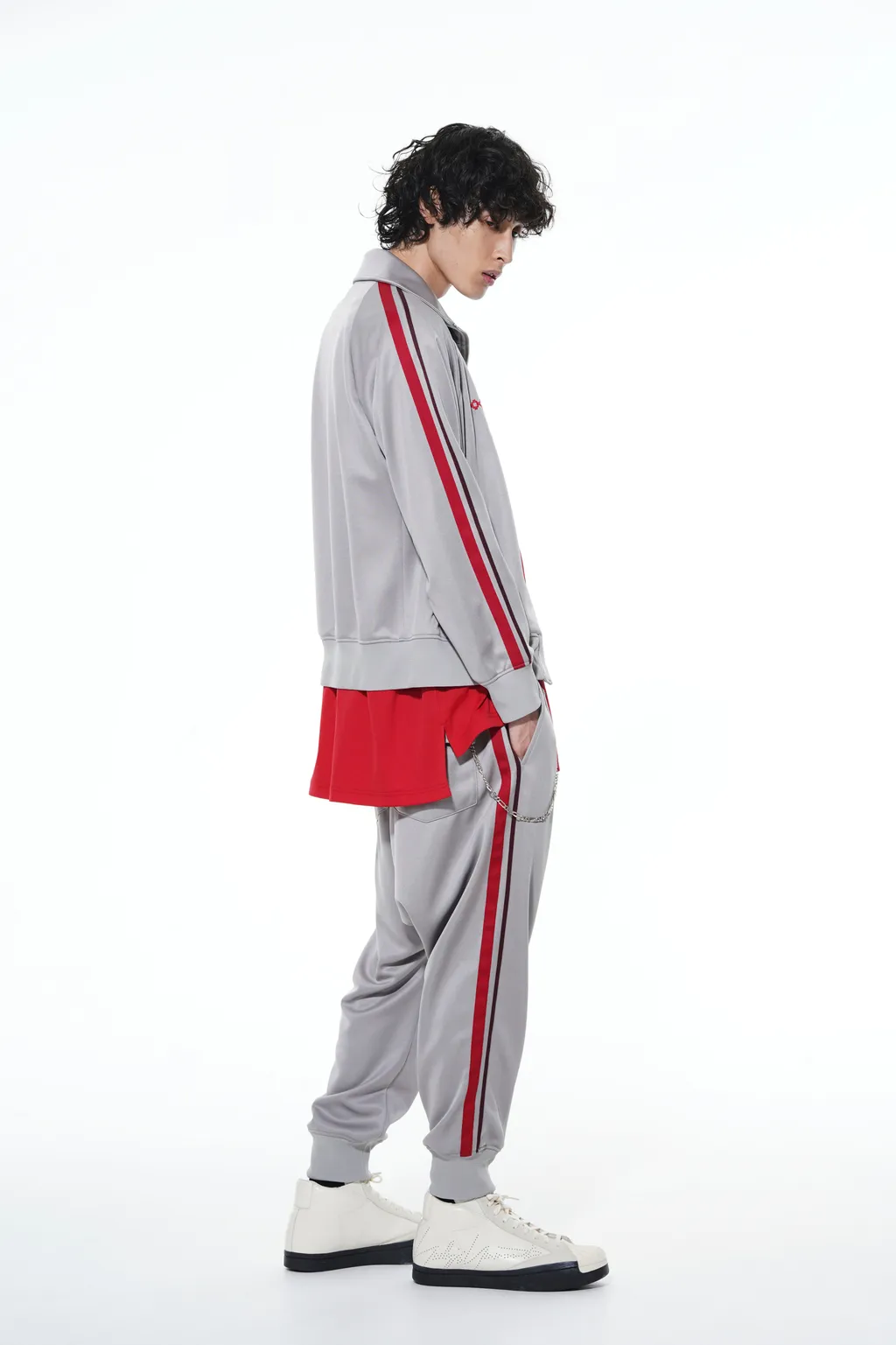 Pe/Smooth Jersey Geometric Pattern Embroidery Side Tape Line Sarouel Rib Pants