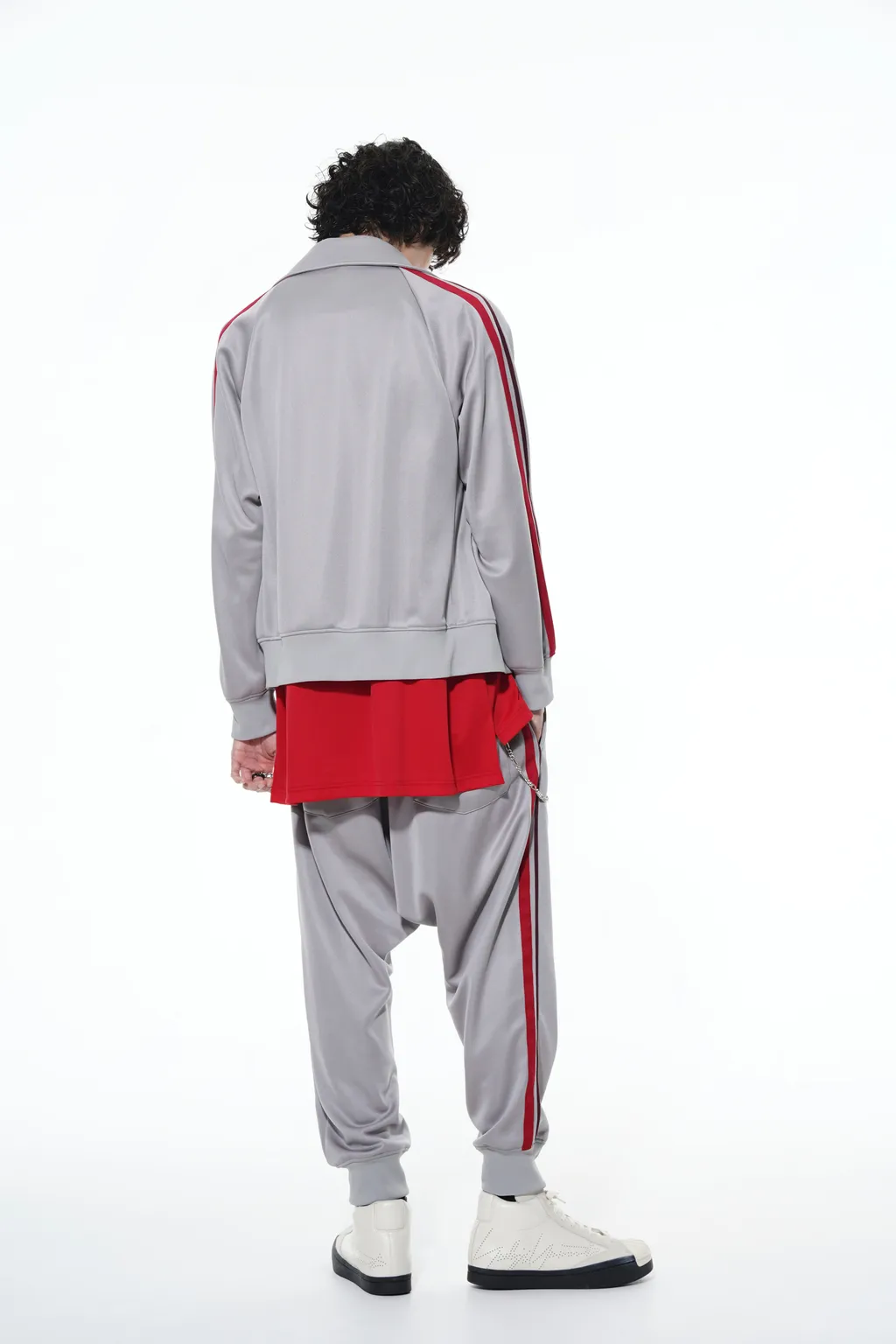 Pe/Smooth Jersey Geometric Pattern Embroidery Side Tape Line Sarouel Rib Pants