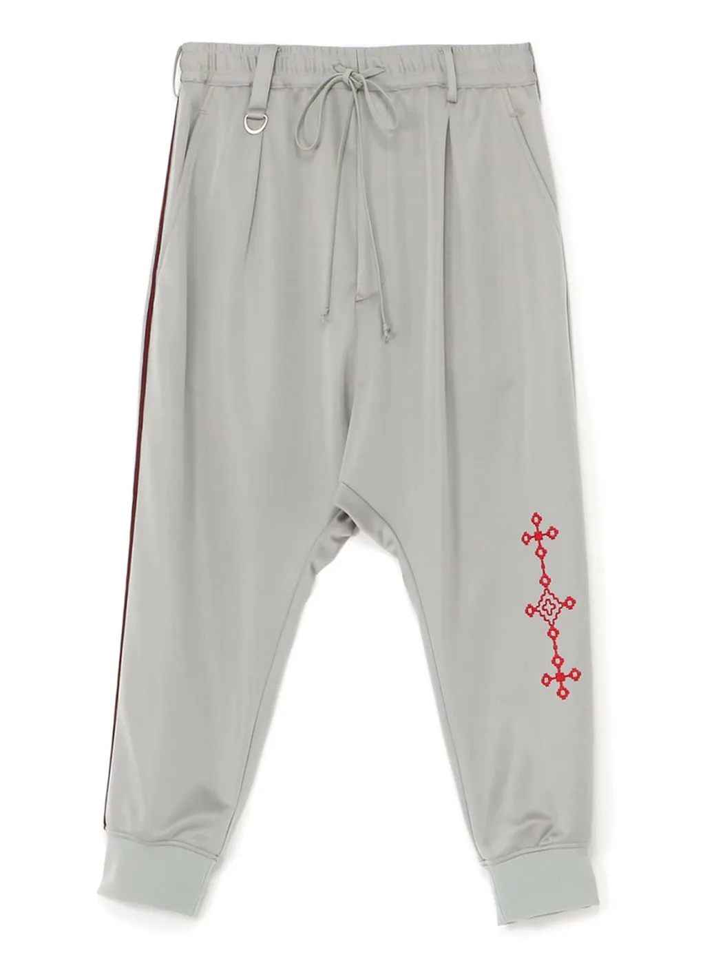Pe/Smooth Jersey Geometric Pattern Embroidery Side Tape Line Sarouel Rib Pants