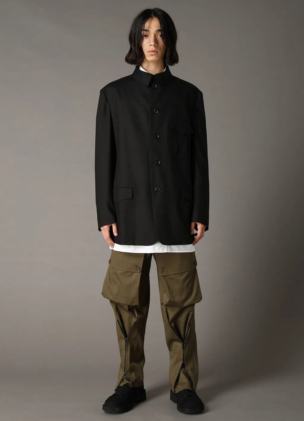 Tr Twill Stand Collar Gusset Pocket Jacket