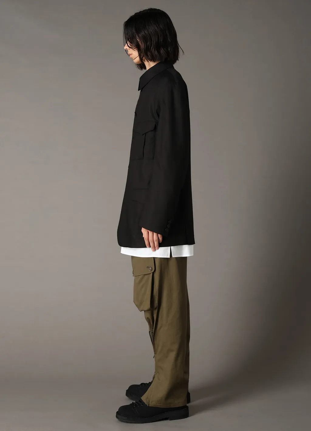 Tr Twill Stand Collar Gusset Pocket Jacket
