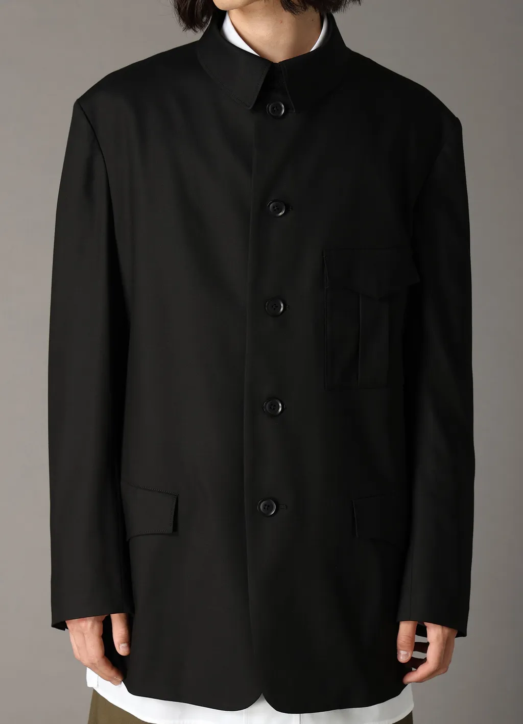 Tr Twill Stand Collar Gusset Pocket Jacket