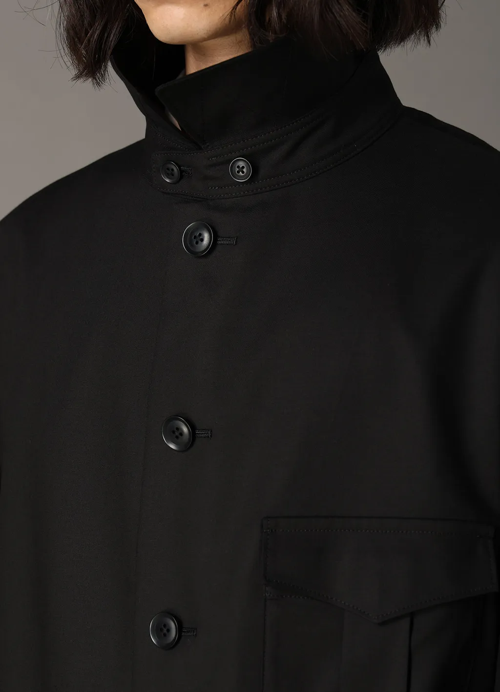 Tr Twill Stand Collar Gusset Pocket Jacket