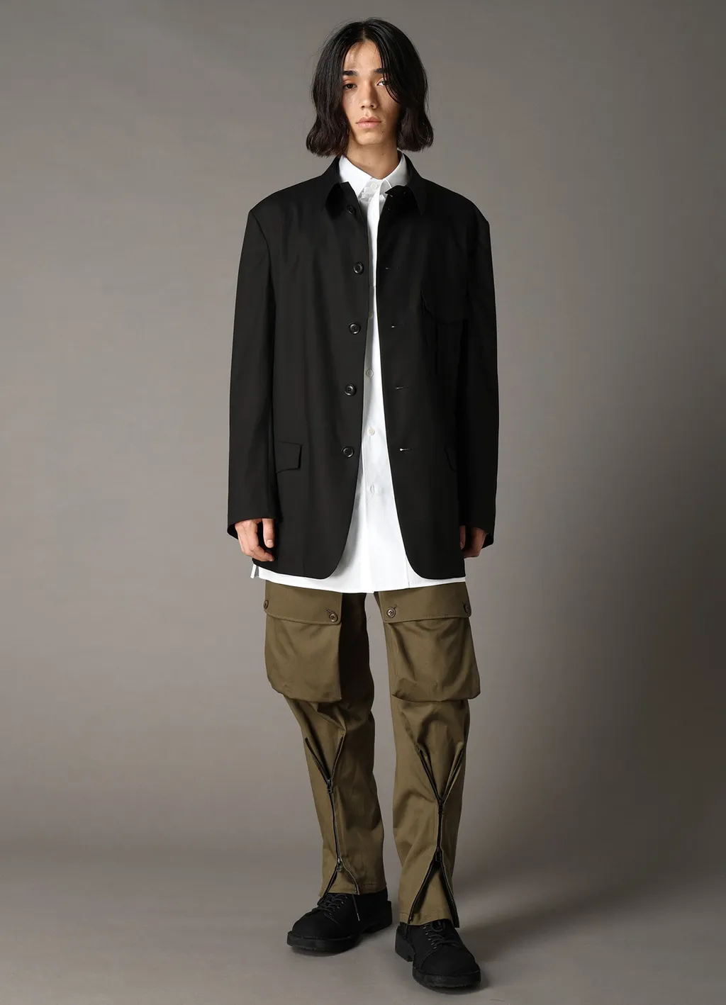 Tr Twill Stand Collar Gusset Pocket Jacket