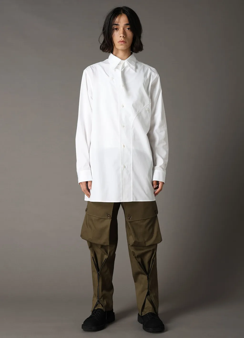 Cotton Broad Curved Front Panel Shirt