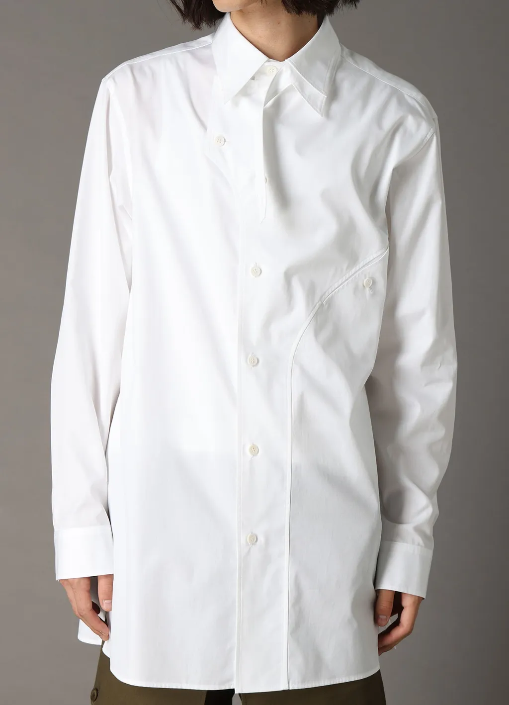 Cotton Broad Curved Front Panel Shirt