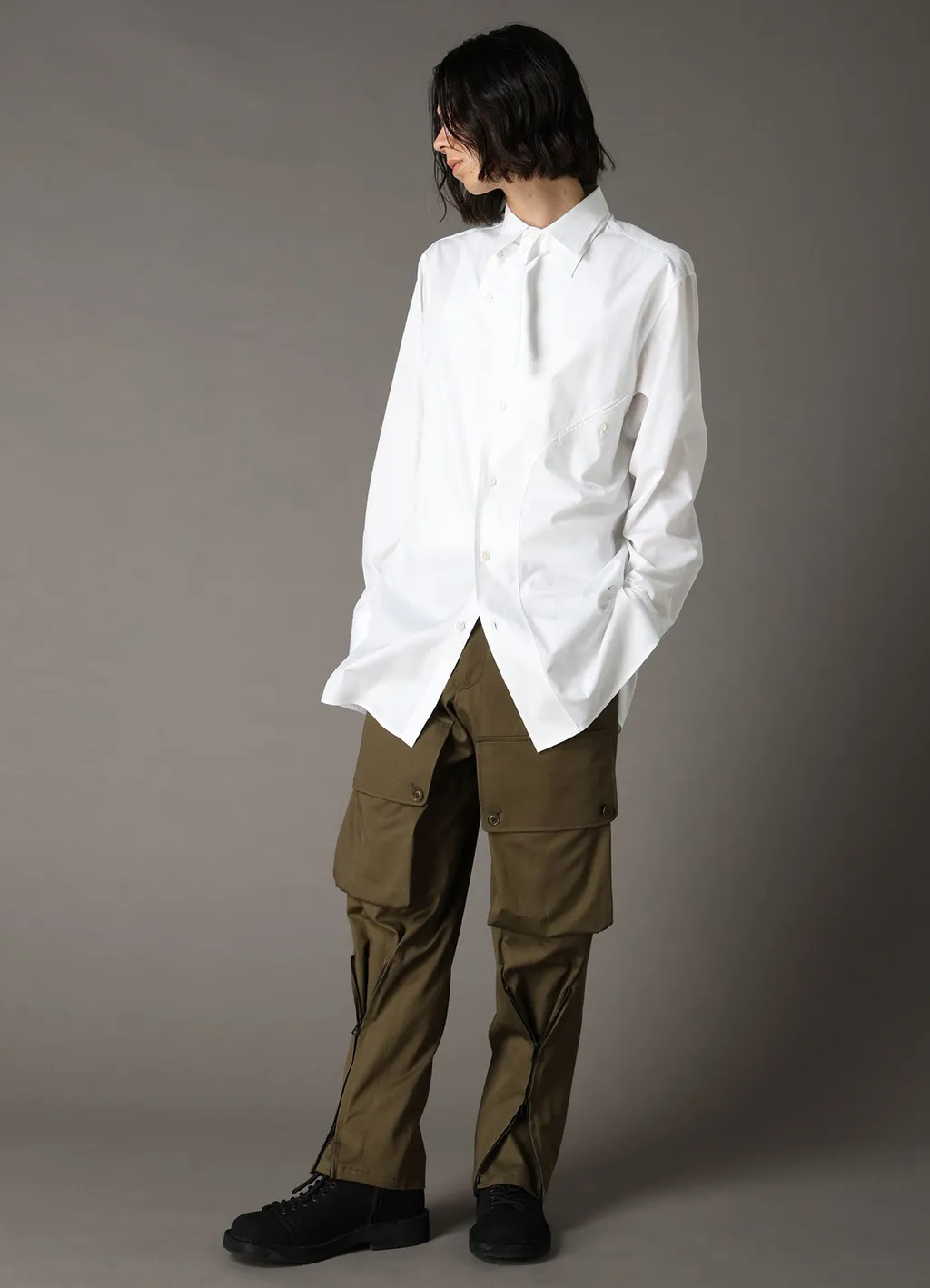 Cotton Broad Curved Front Panel Shirt