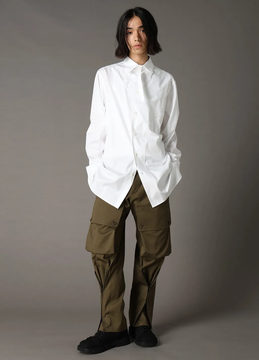 Cotton Broad Curved Front Panel Shirt