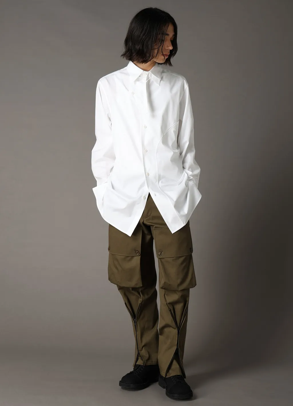Cotton Broad Curved Front Panel Shirt