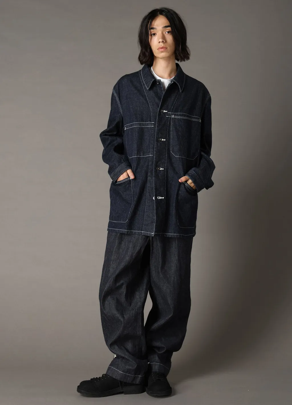 Ground Y×Edwin 11Oz Indigo Denim Wide-Tuck Pants With Tab Detail