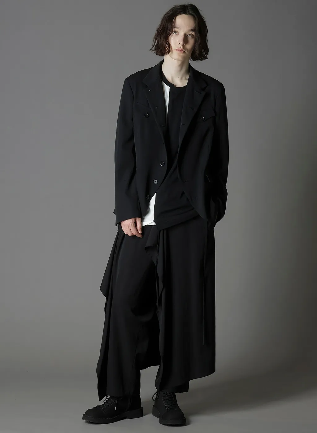 Wool Gabardine Stand Collar Jacket