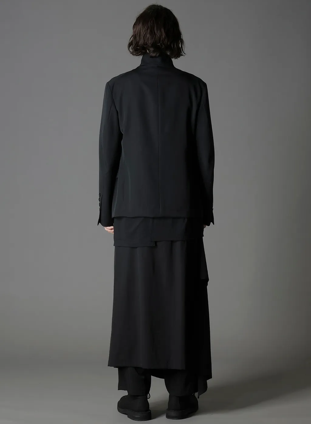Wool Gabardine Stand Collar Jacket