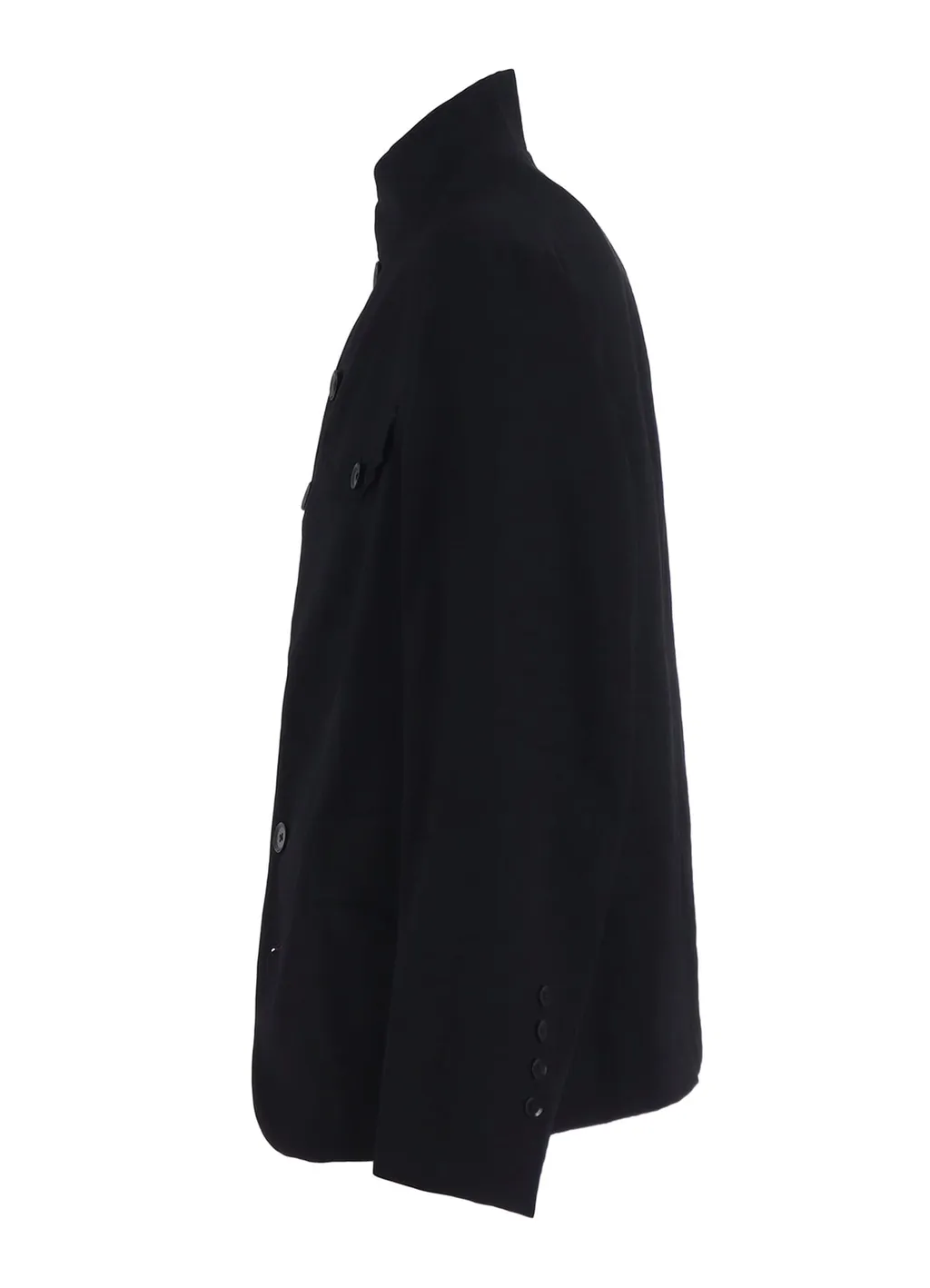 Wool Gabardine Stand Collar Jacket