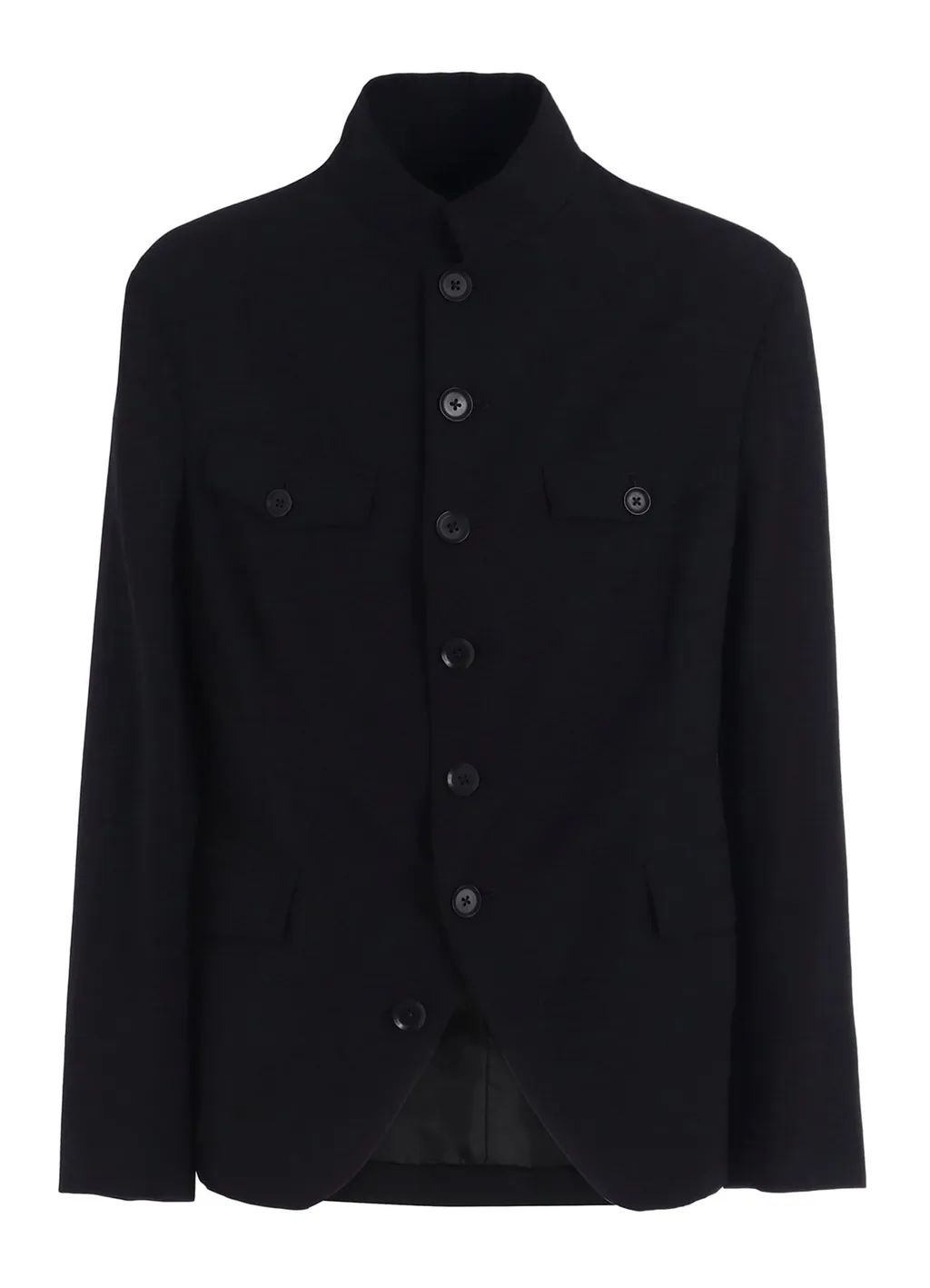 Wool Gabardine Stand Collar Jacket