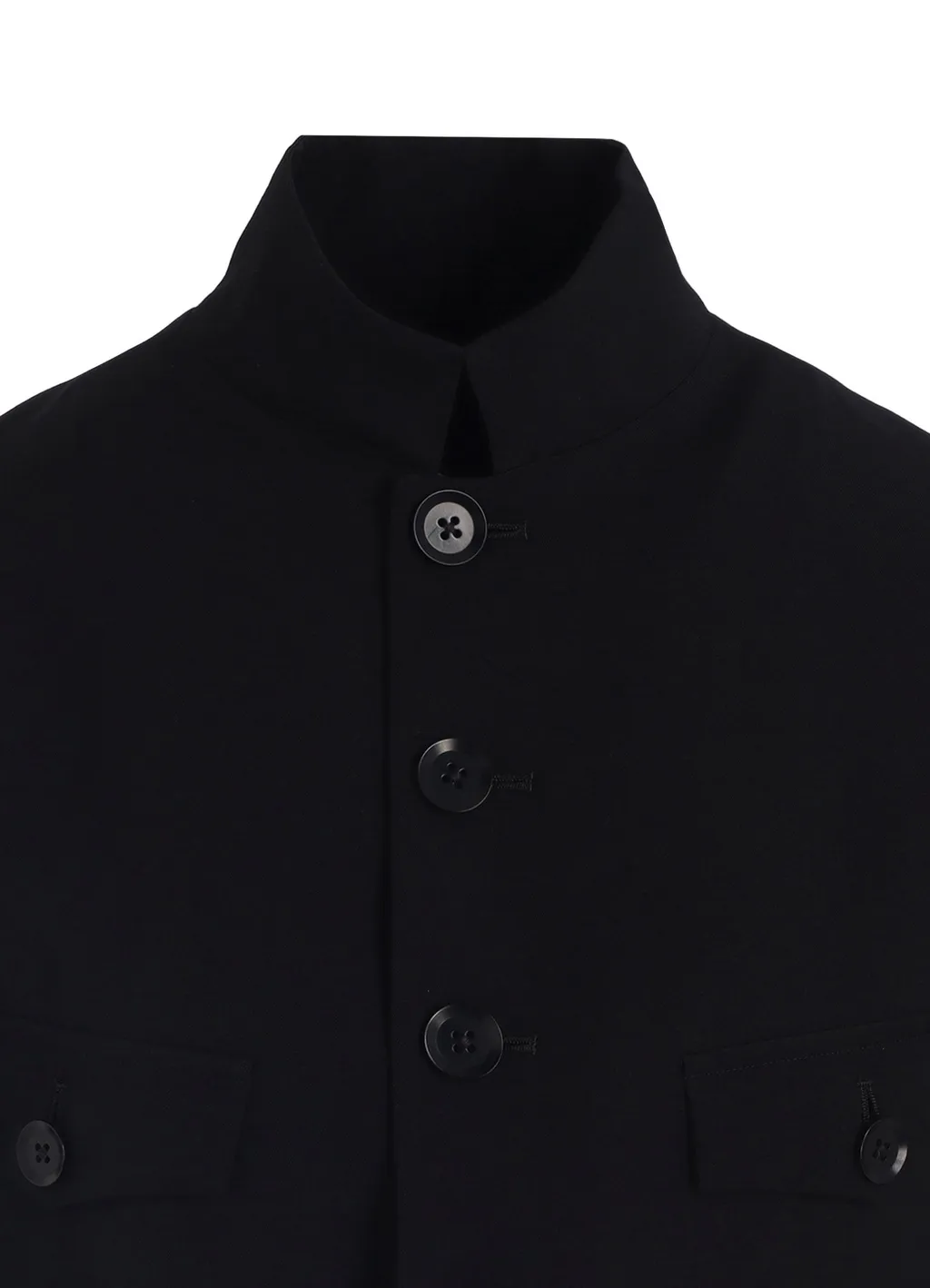 Wool Gabardine Stand Collar Jacket