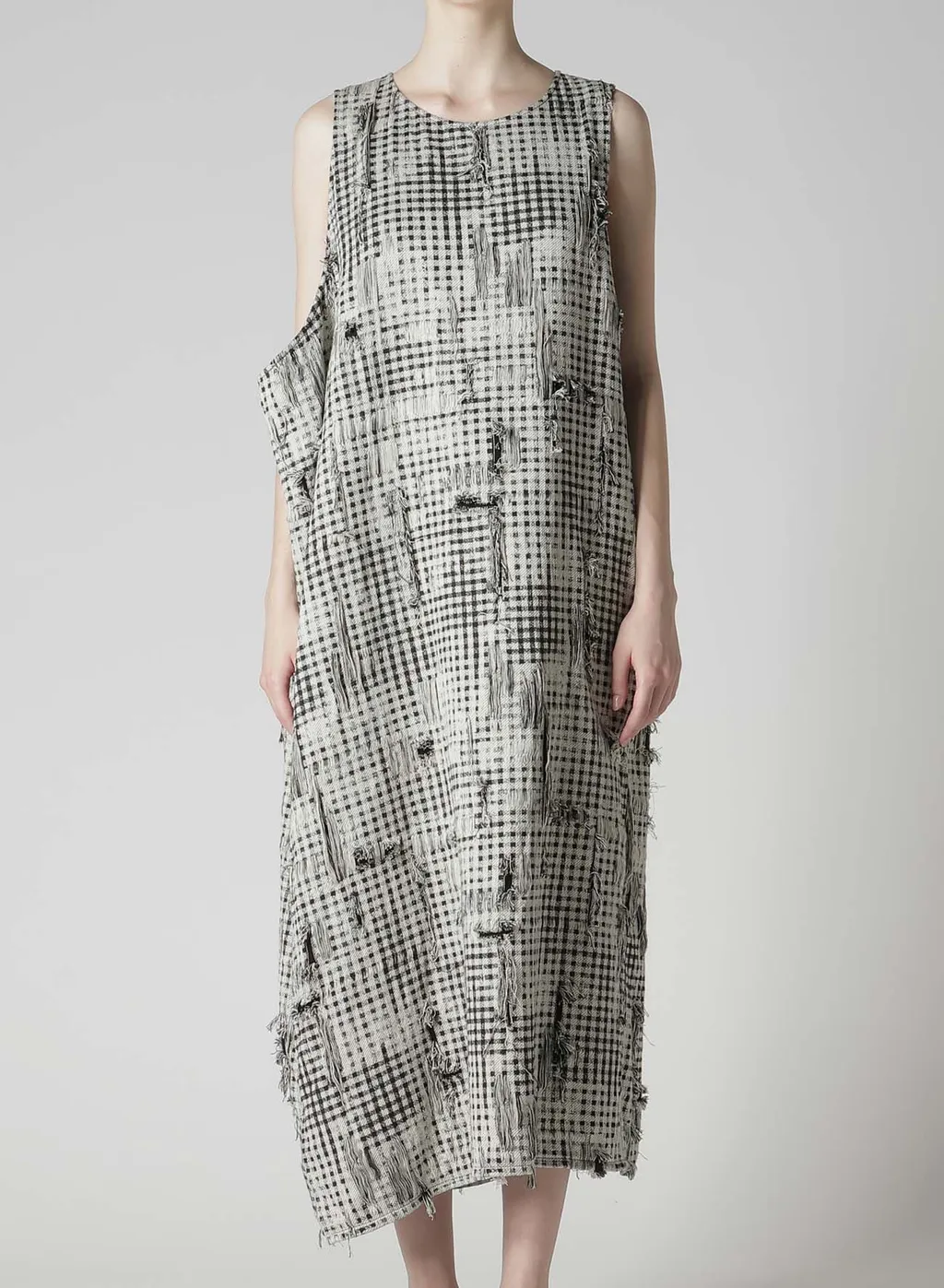 Damaged Gingham Jacquard Dress