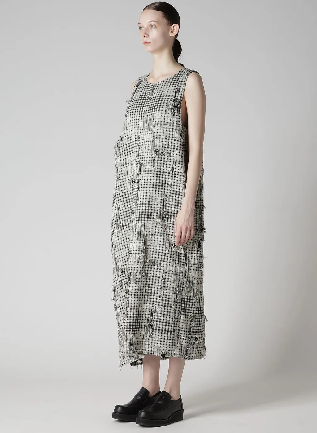 Damaged Gingham Jacquard Dress