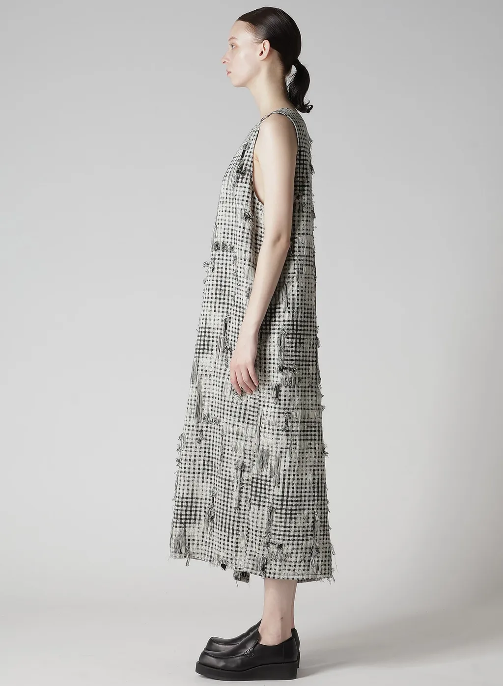 Damaged Gingham Jacquard Dress