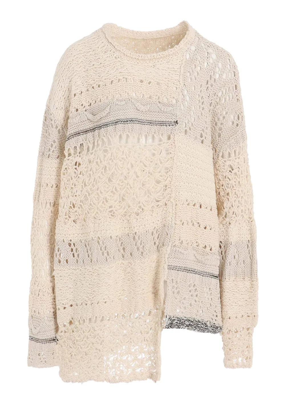 Mixed-Material Long-Sleeve Pullover