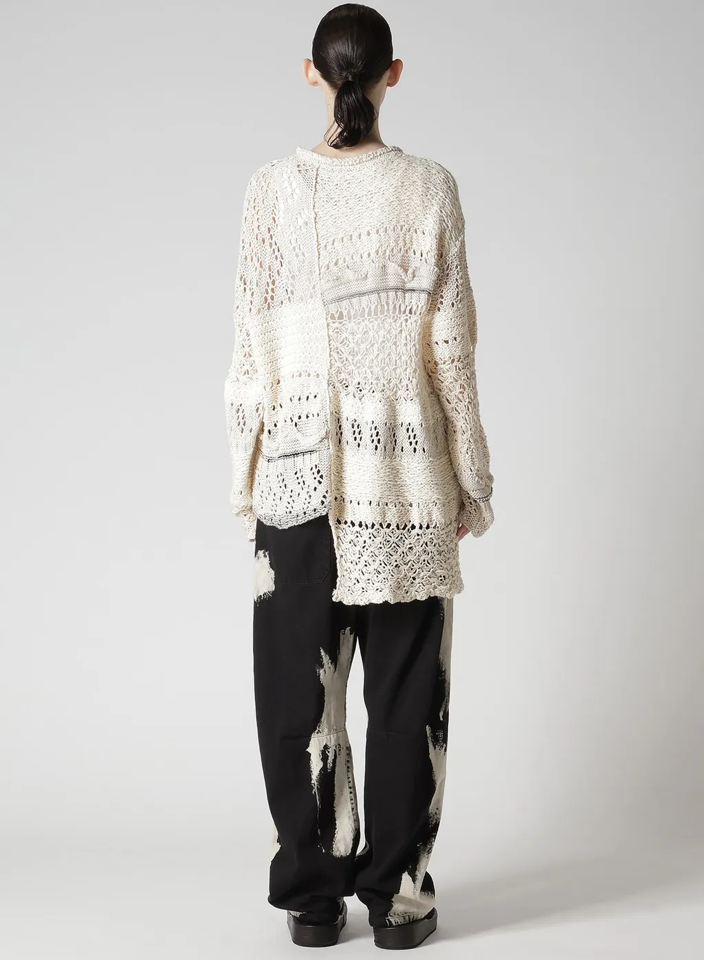 Mixed-Material Long-Sleeve Pullover