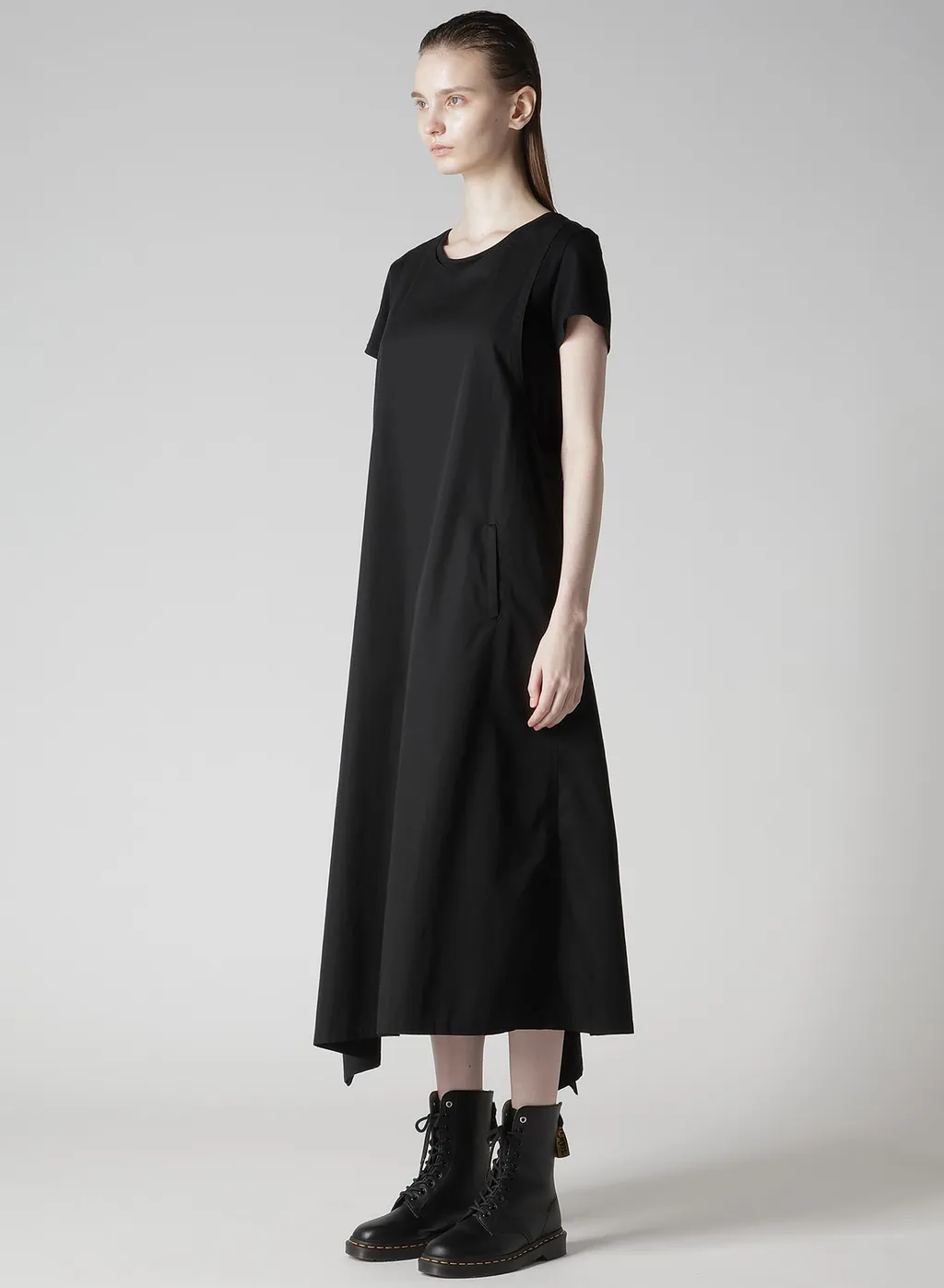 Cotton Twill Back Crossed Pullover Dress