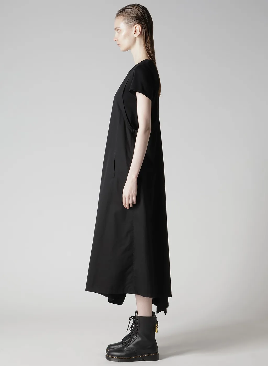 Cotton Twill Back Crossed Pullover Dress