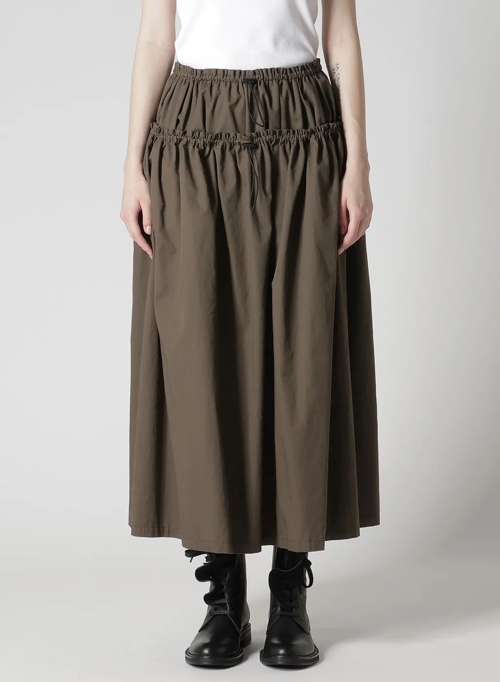 Cotton Twill Double Gathered Skirt
