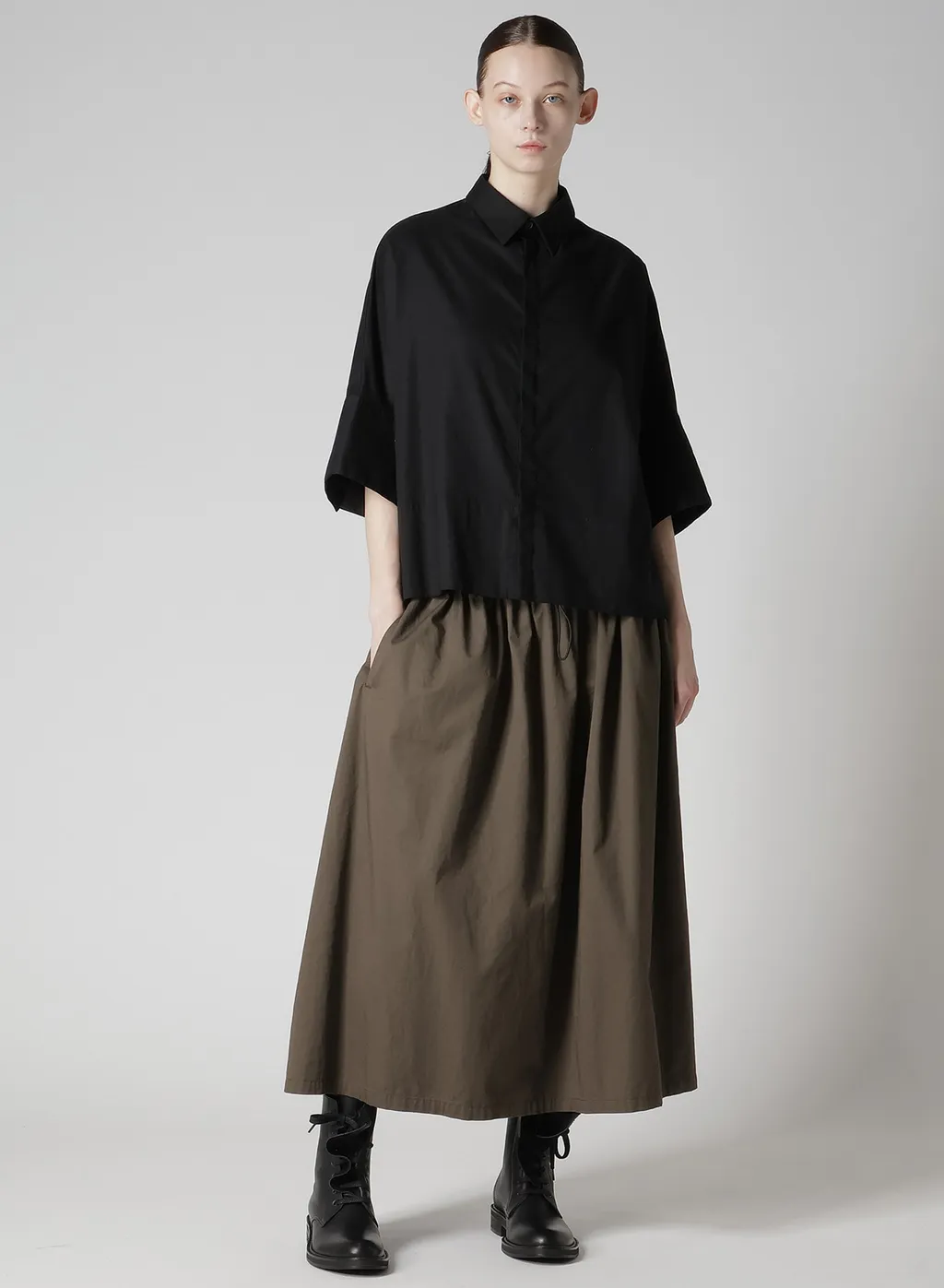 Cotton Twill Double Gathered Skirt