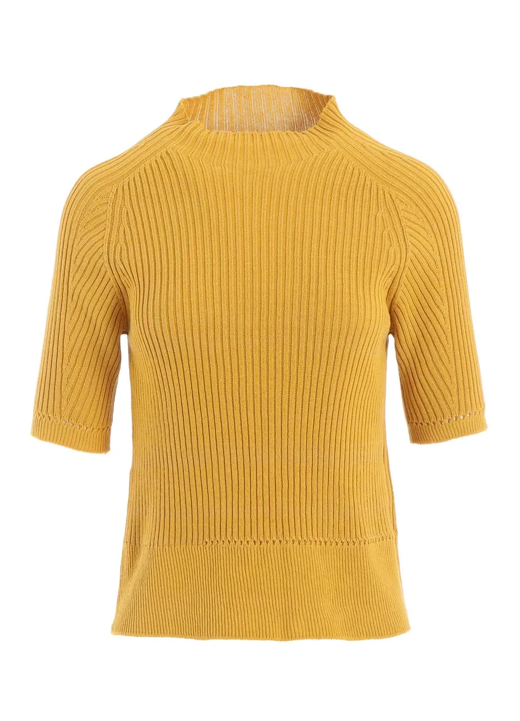Rib Eyelet Half-Sleeve Knit