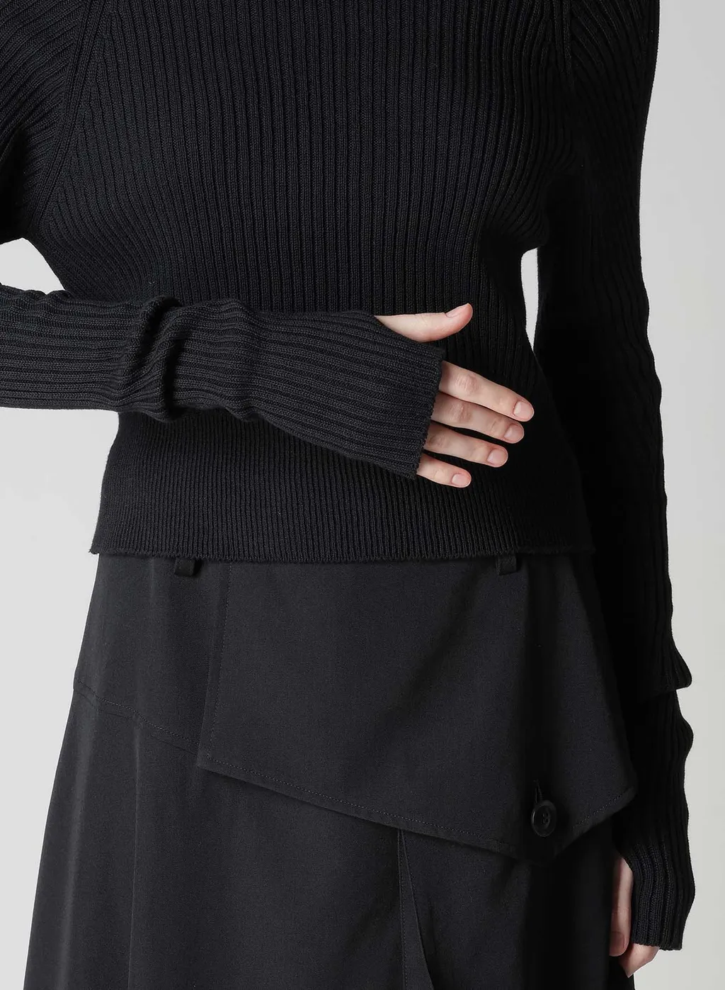 Rib Eyelet Long-Sleeve Knit
