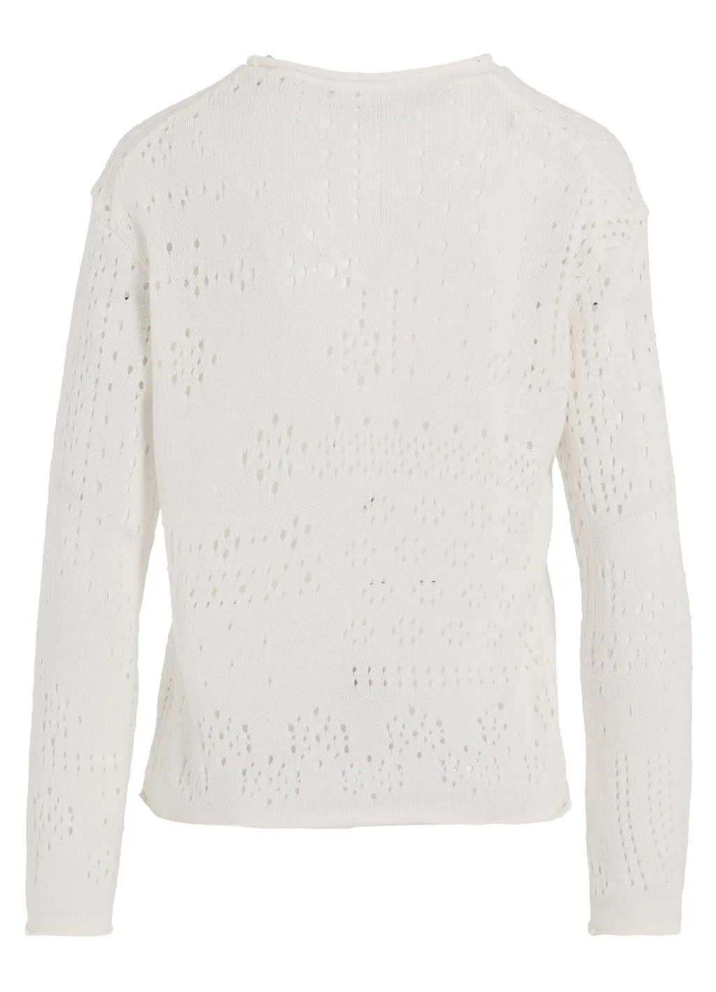 Patchwork Lace Curled Collar Round Neck Pullover