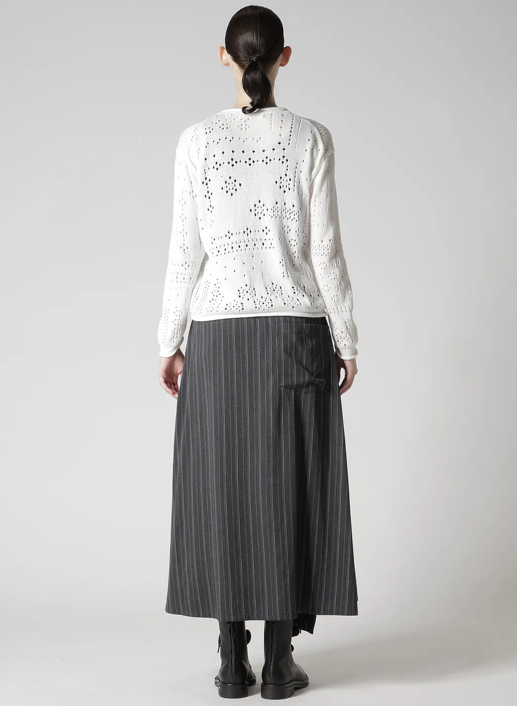 Patchwork Lace Curled Collar Round Neck Pullover