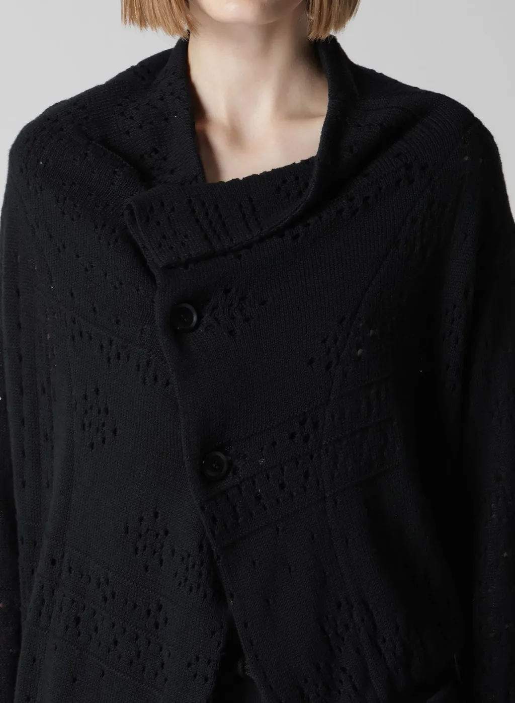 Patchwork Lace Off-Neck Cropped Cardigan