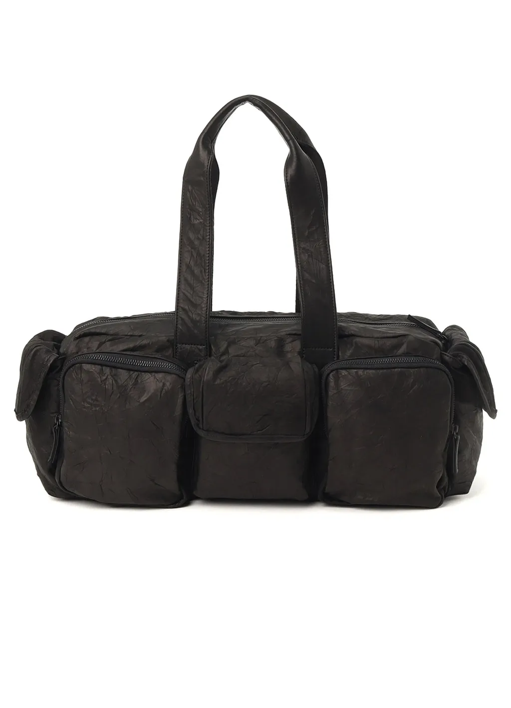 Twisted Soft Leather Pocket Boston Bag