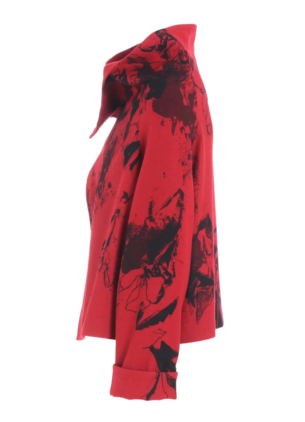 Wool Flower Print Wrap Coat
