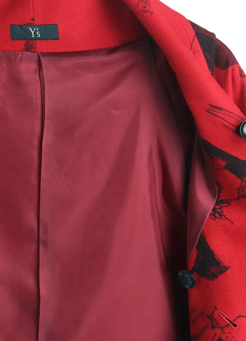 Wool Flower Print Wrap Coat