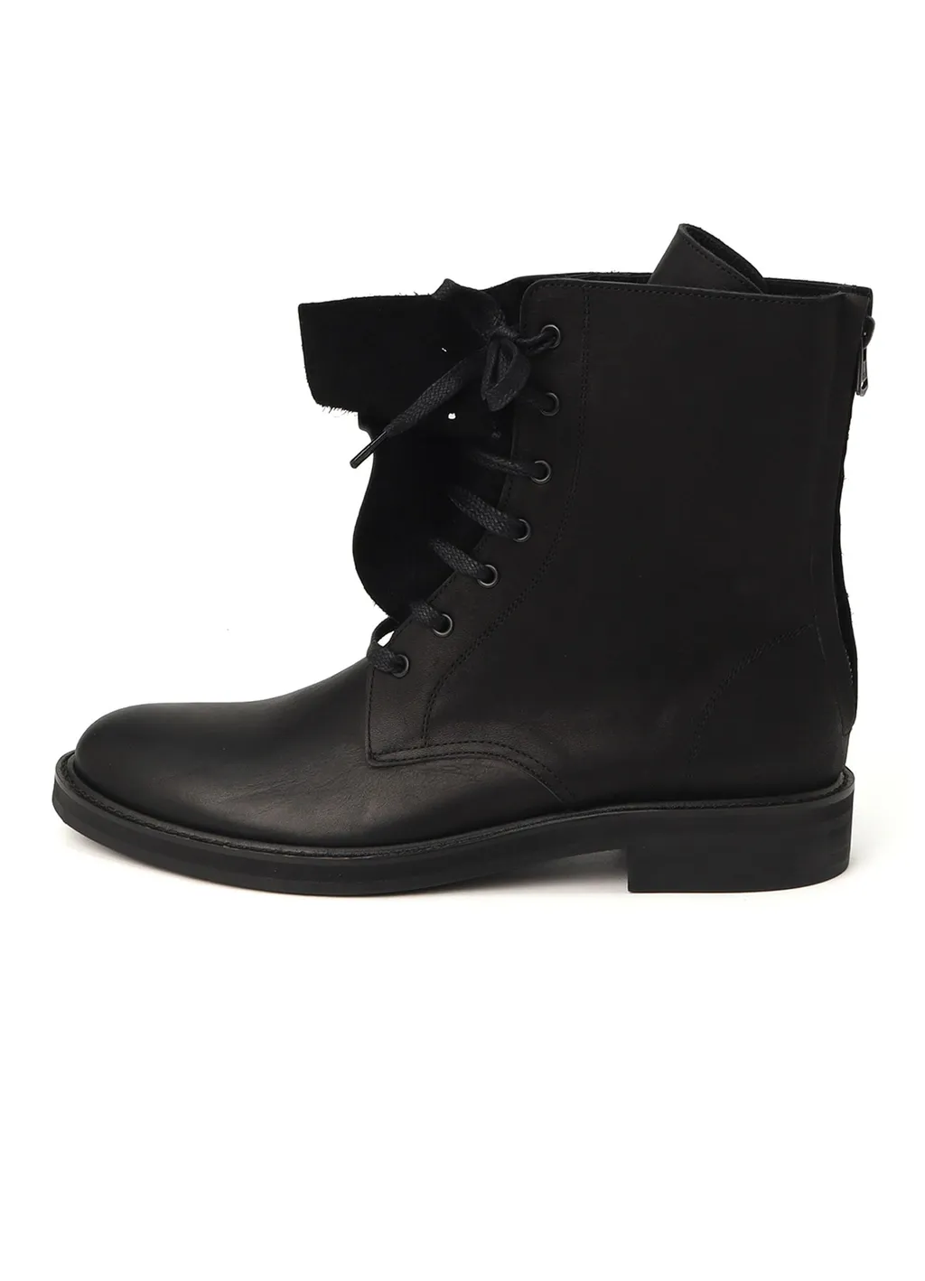Semi-Matte Leather Drape Boots