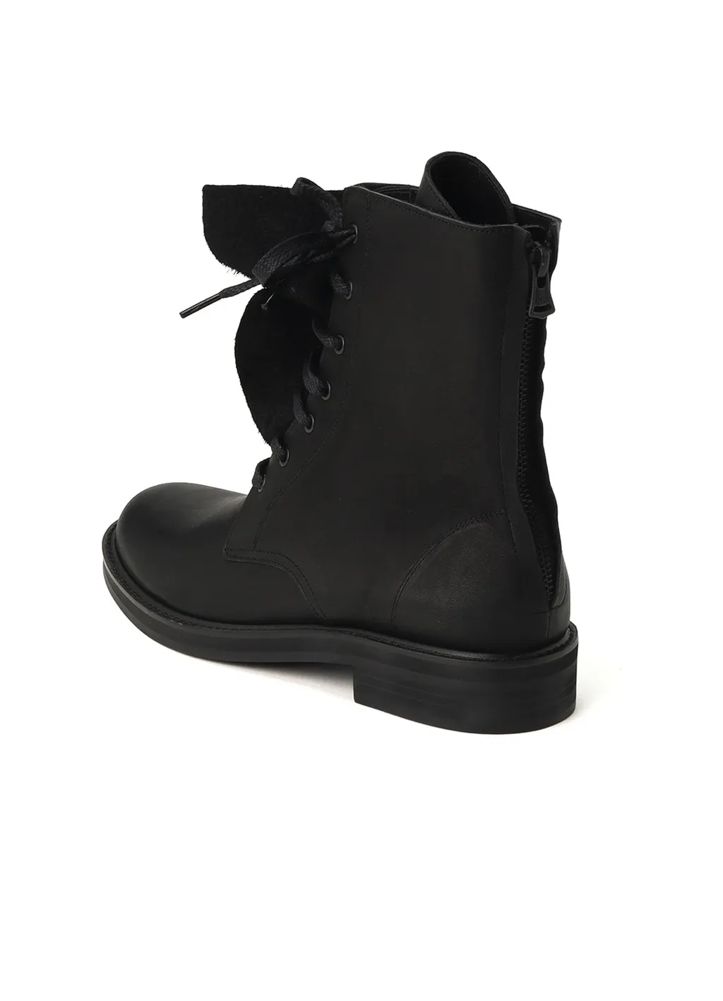 Semi-Matte Leather Drape Boots