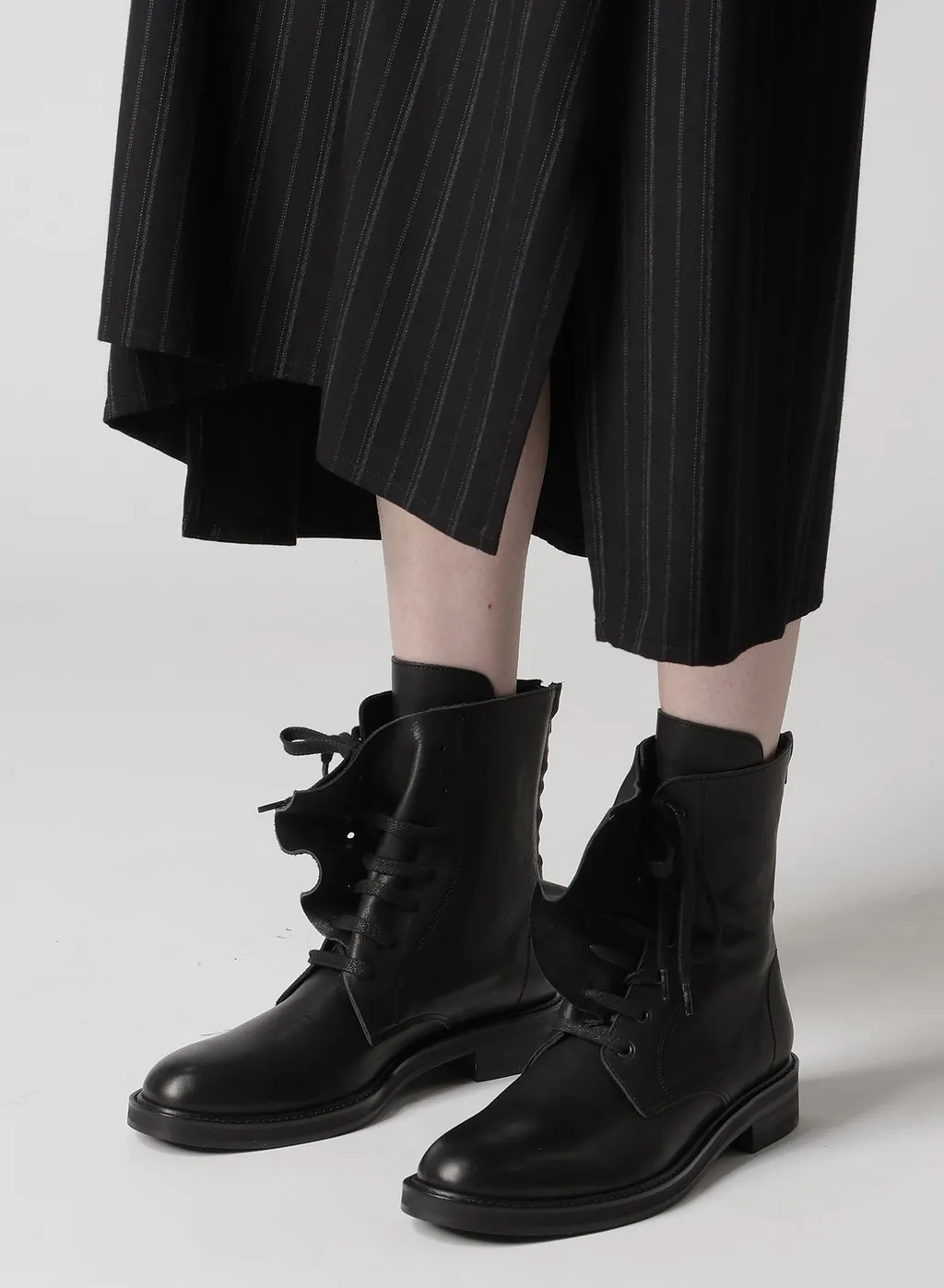 Semi-Matte Leather Drape Boots