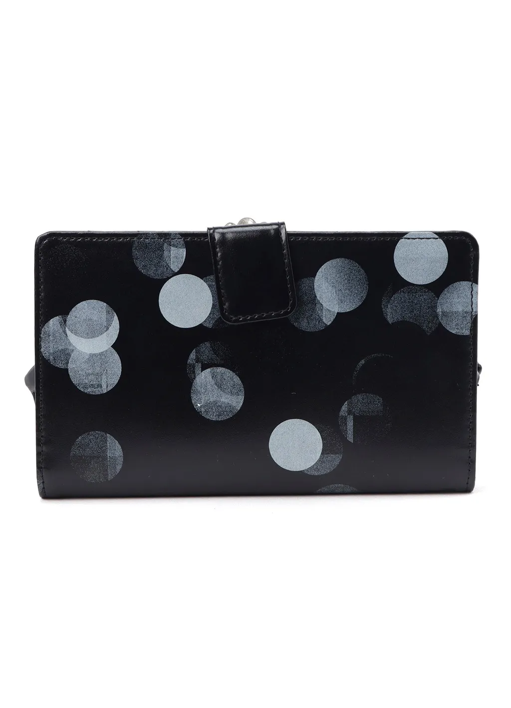 Dot Print Glossy Smooth Leather Long Wallet