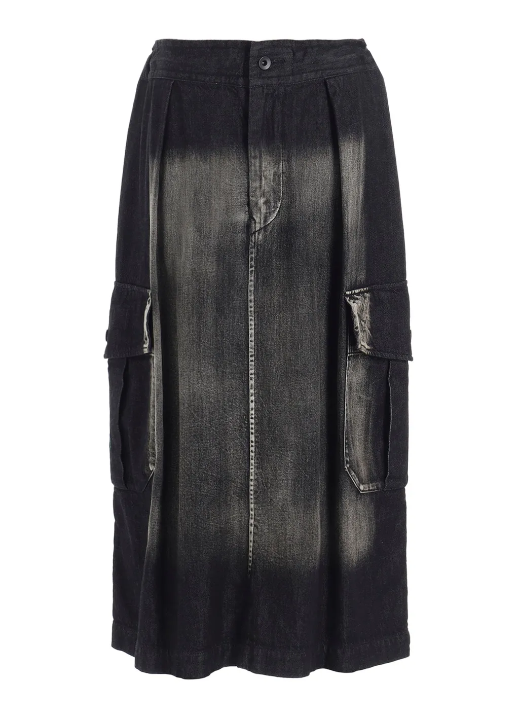 Spotted Denim Side Pocket Straight Skirt
