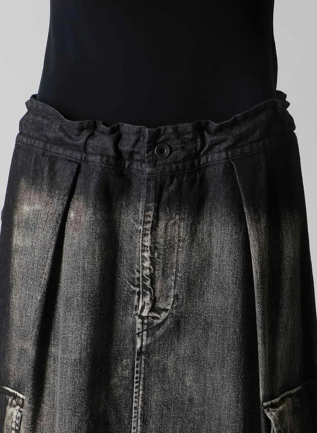 Spotted Denim Side Pocket Straight Skirt