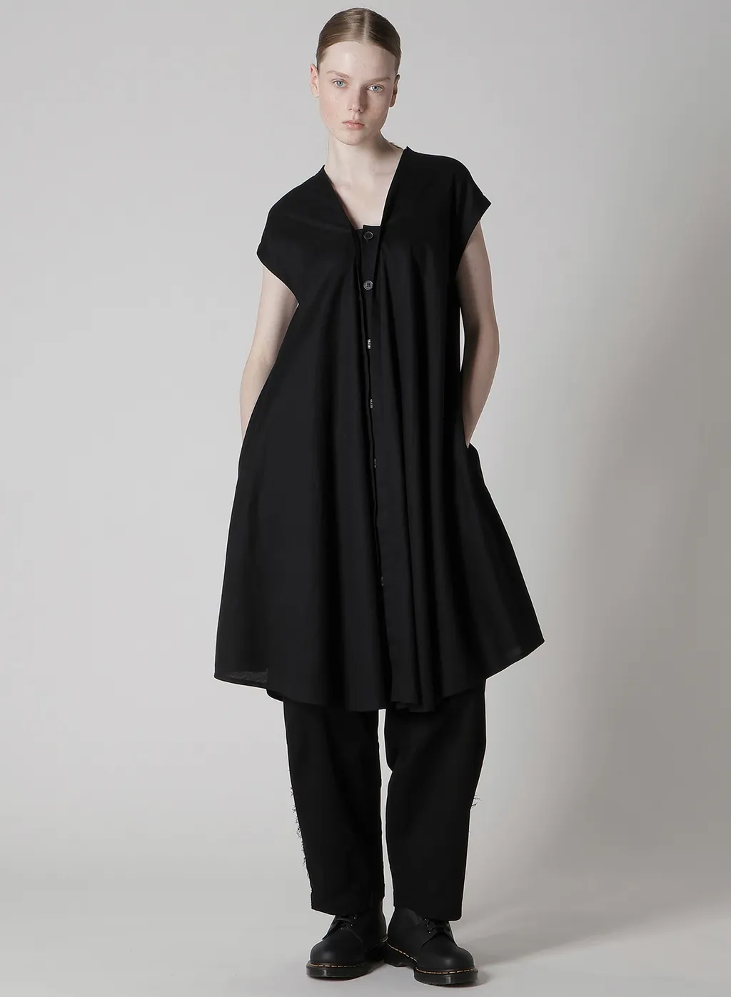 [Y's Born Product] Thin Cotton Twill French Sleeve Dress