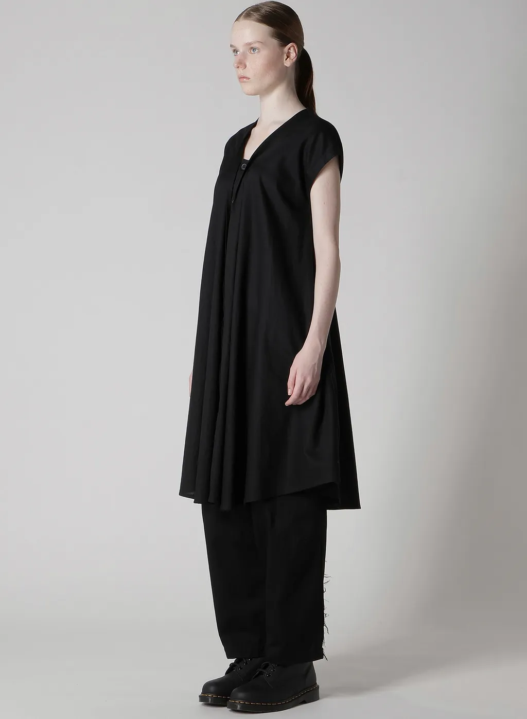 [Y's Born Product] Thin Cotton Twill French Sleeve Dress