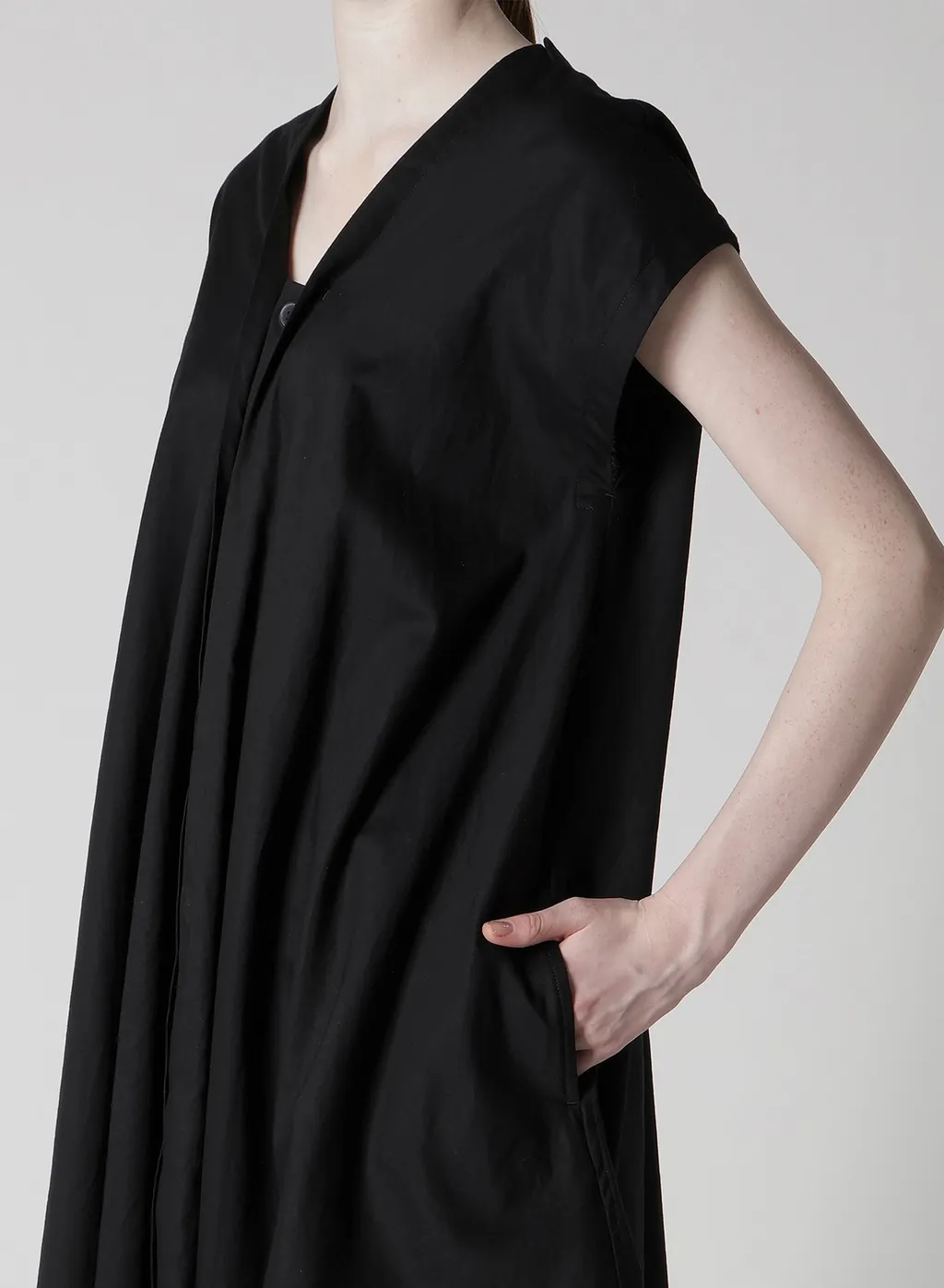 [Y's Born Product] Thin Cotton Twill French Sleeve Dress