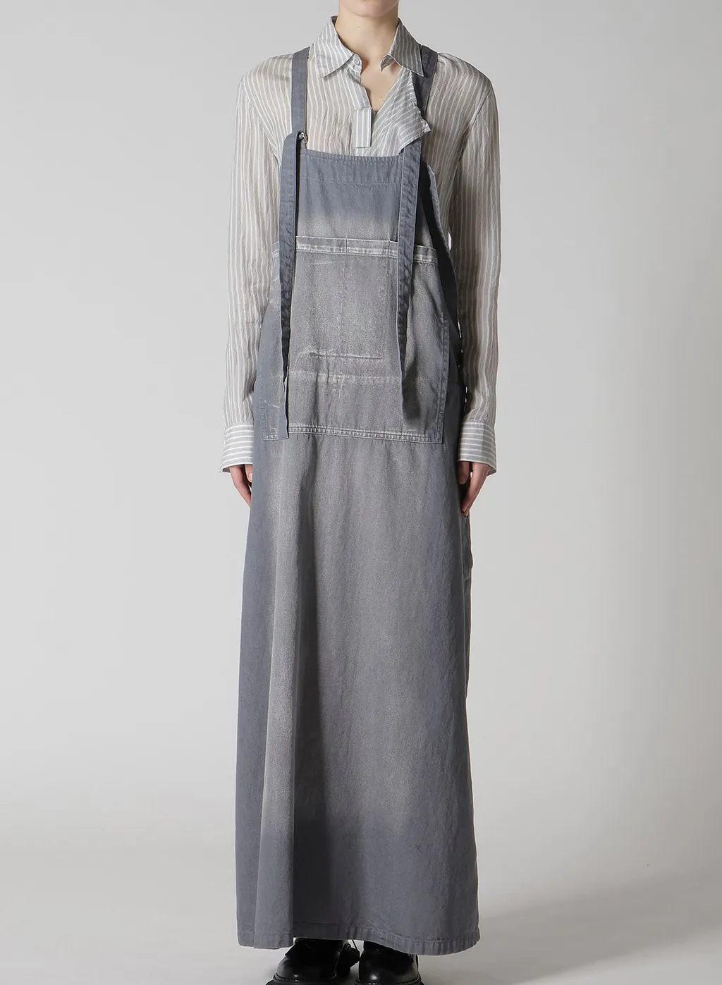 Spotted Denim Salopette Skirt
